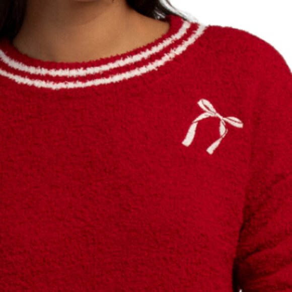 CUPCAKES & CASHMERE 2pc Crew Neck Pull Over Bow Embroidered Top And Wide Leg Pan - Picture 3 of 3